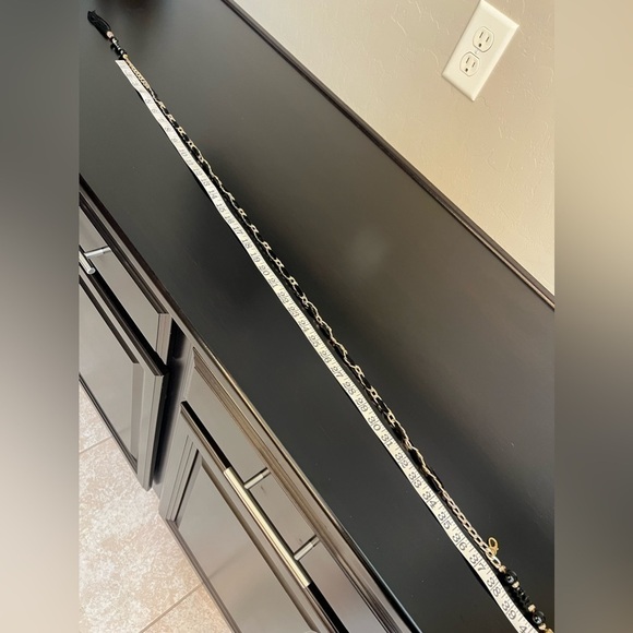 Retro chain belt with beads and tassles accents, black and gold tone - Picture 7 of 9